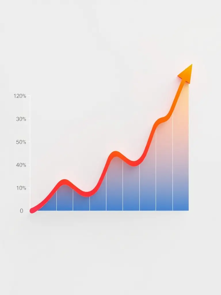 A graph showing cloud performance improvements with upward trends.
